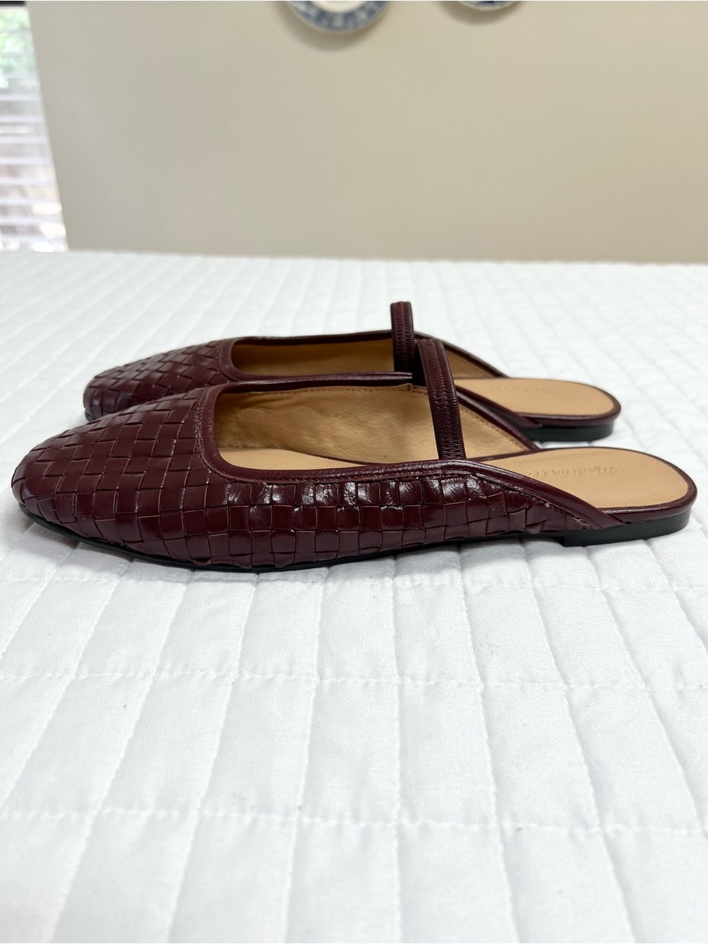 Madewell The Greta Ballet Flat Mule in Deep Merlot Weave Maroon Size 9.5 - Picture 6 of 9